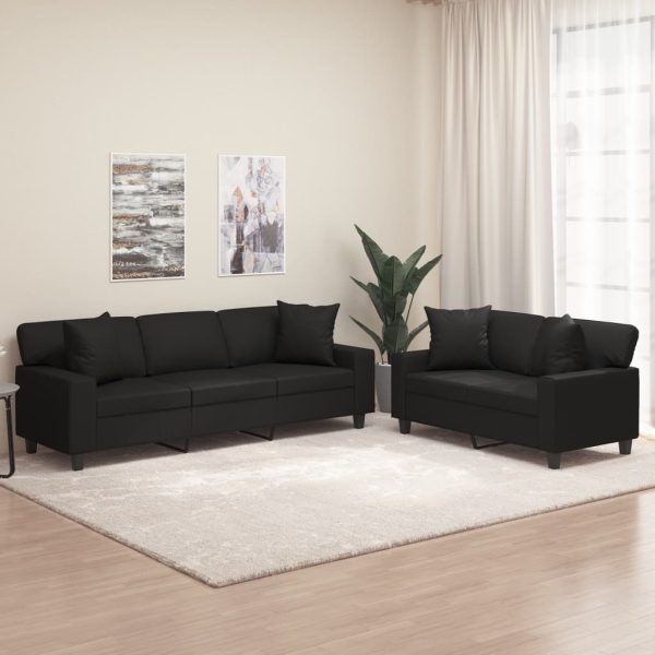 Gravesend Sofa Set with Pillows&Cushions Faux Leather