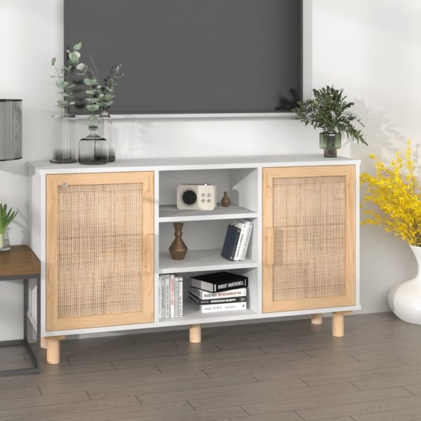 Sideboard 105x30x60 cm Solid Wood Pine and Natural Rattan