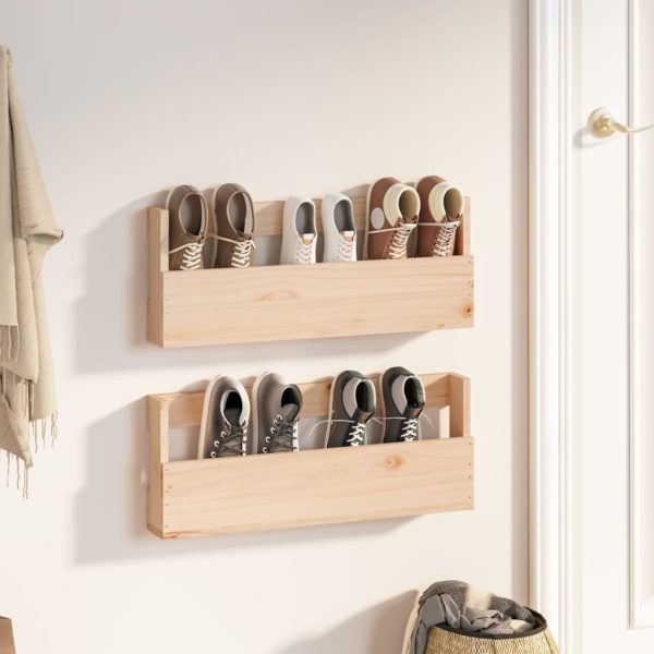 Wall-mounted Shoe Racks 2 pcs Solid Wood Pine