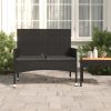 2-Seater Garden Bench with Cushions Poly Rattan