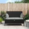 2-Seater Garden Bench with Cushions Poly Rattan