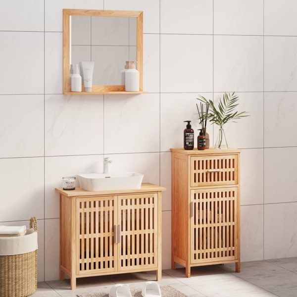 Bathroom Furniture Set Solid Wood Walnut