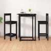 Bar Chairs 2 pcs Black 40x40x78 cm Solid Wood Pine