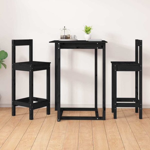 Bar Chairs 2 pcs Black 40x40x78 cm Solid Wood Pine