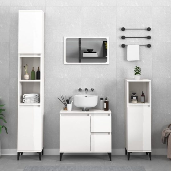 2 Piece Bathroom Furniture Set Engineered Wood