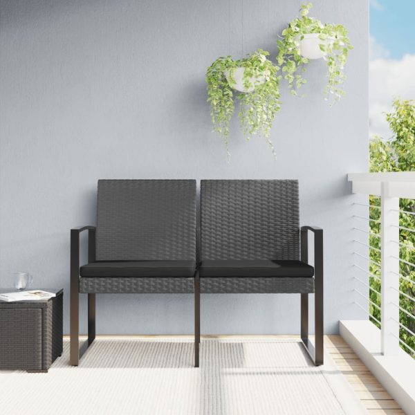 2-Seater Garden Bench with Cushions PP Rattan