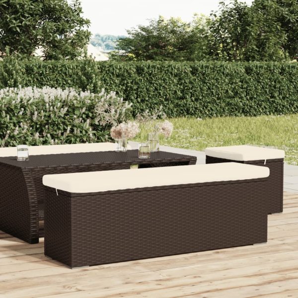 Ottoman Bench with Cushion 110x30x40 cm Poly Rattan