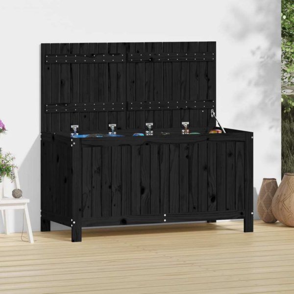 Garden Storage Box Black 76×42.5×54 cm Solid Wood Pine