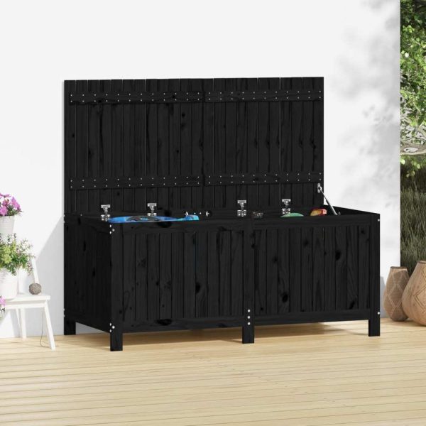 Garden Storage Box Black 76×42.5×54 cm Solid Wood Pine