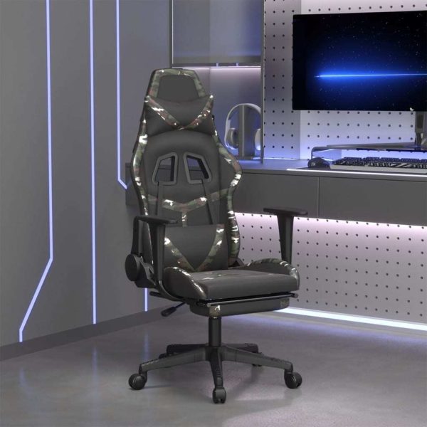 Gaming Chair with Footrest Faux Leather