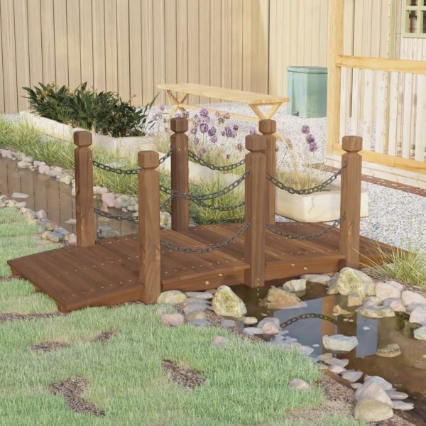 Garden Bridge With Railings 150x67x56cm Solid Wood Spruce
