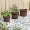 3 Piece Wooden Bucket Planter Set Solid Fir Wood