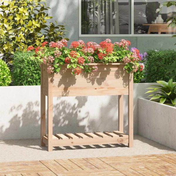 Planter with Shelf Solid Wood Pine