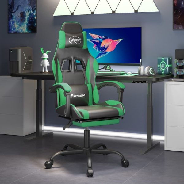 Swivel Gaming Chair with Footrest Faux Leather