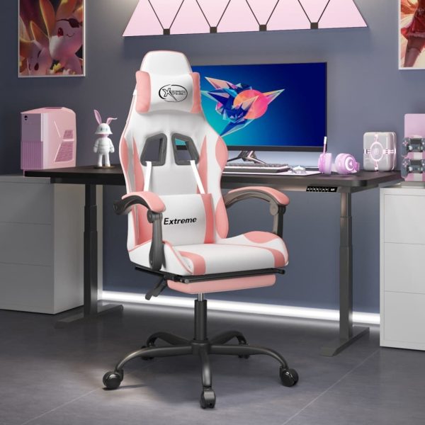 Swivel Gaming Chair with Footrest Faux Leather