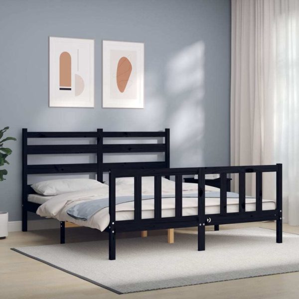 Bed Frame with Headboard Solid Wood
