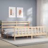 Bed Frame with Headboard Solid Wood
