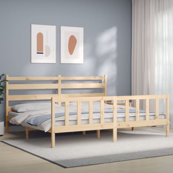 Bed Frame with Headboard Solid Wood