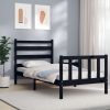 Bed Frame with Headboard Solid Wood