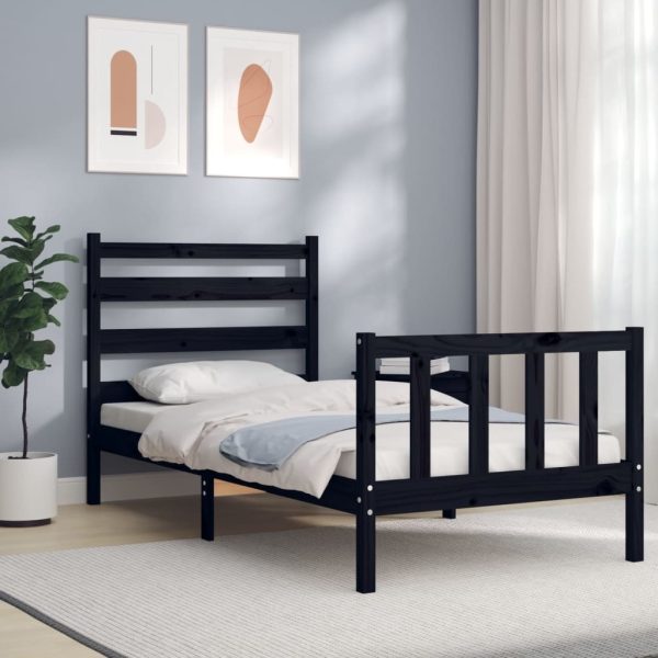 Bed Frame with Headboard Solid Wood
