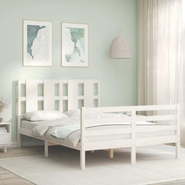 Bed Frame with Headboard Solid Wood
