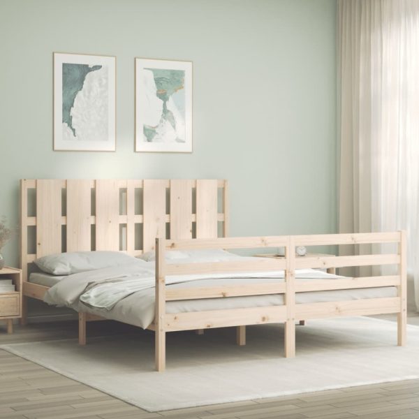 Bed Frame with Headboard Solid Wood