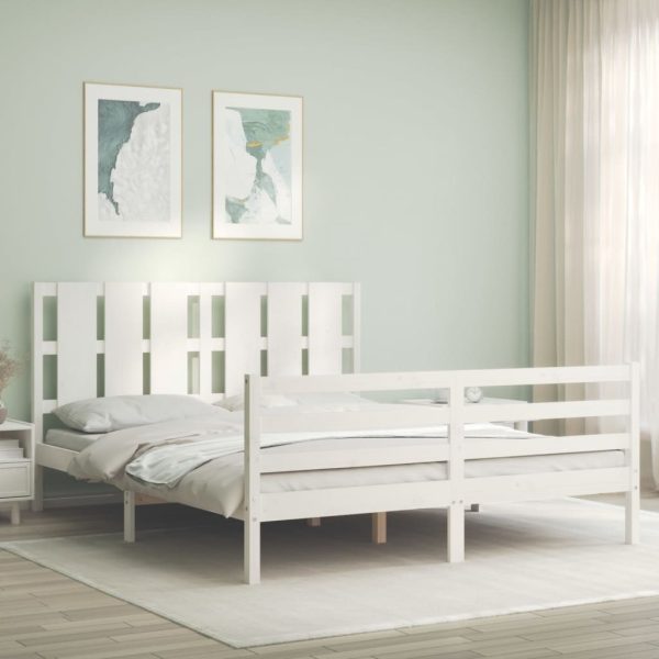 Bed Frame with Headboard Solid Wood