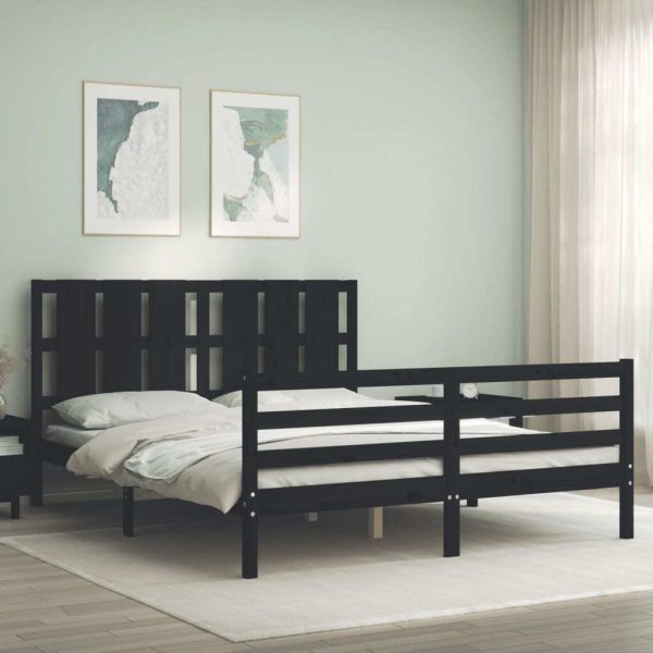 Bed Frame with Headboard Solid Wood