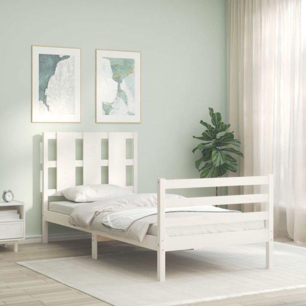 Bed Frame with Headboard Solid Wood