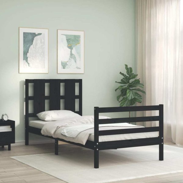 Bed Frame with Headboard Solid Wood