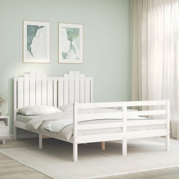 Bed Frame with Headboard Solid Wood