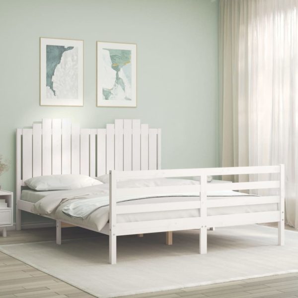 Bed Frame with Headboard Solid Wood