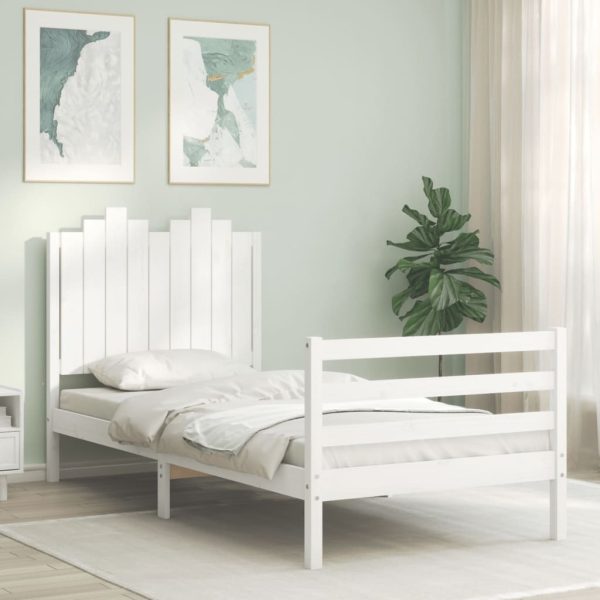 Bed Frame with Headboard Solid Wood
