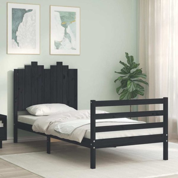 Bed Frame with Headboard Solid Wood