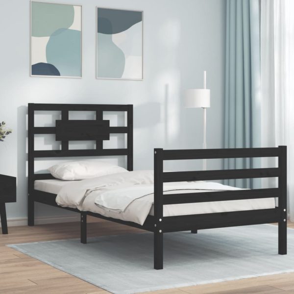 Bed Frame with Headboard Solid Wood