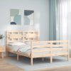 Bed Frame with Headboard Solid Wood