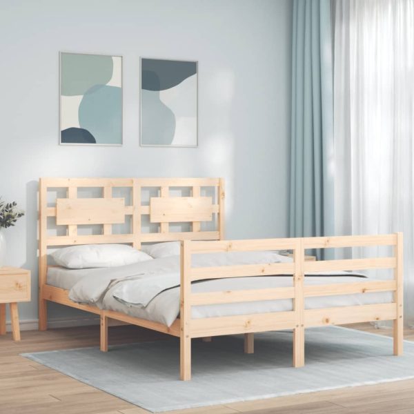 Bed Frame with Headboard Solid Wood