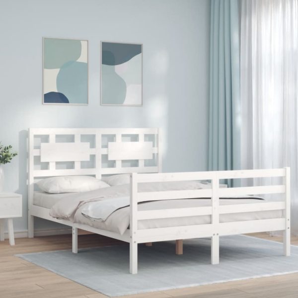 Bed Frame with Headboard Solid Wood