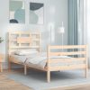 Bed Frame with Headboard Solid Wood