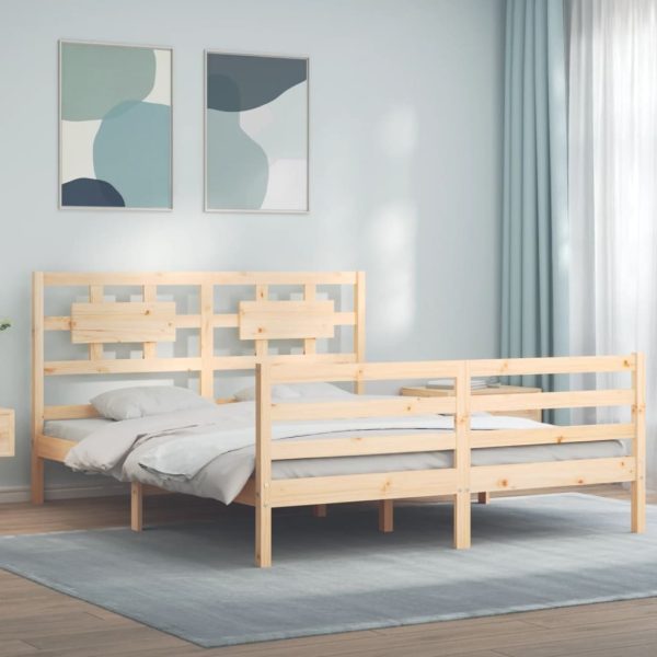 Bed Frame with Headboard Solid Wood