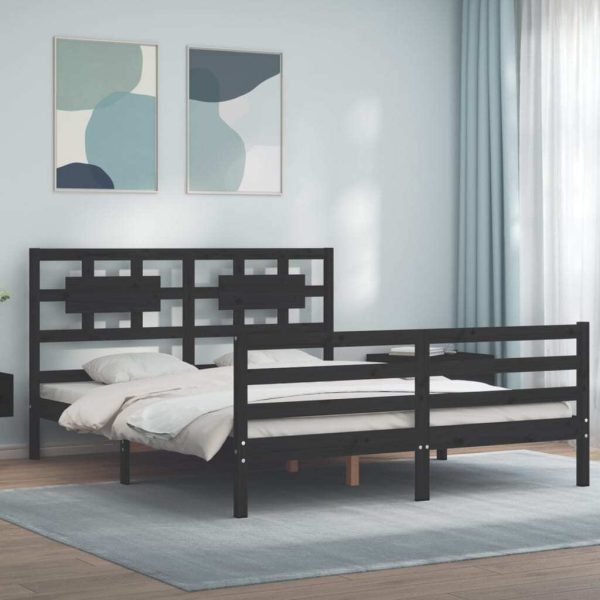 Bed Frame with Headboard Solid Wood