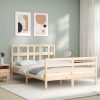 Bed Frame with Headboard Solid Wood