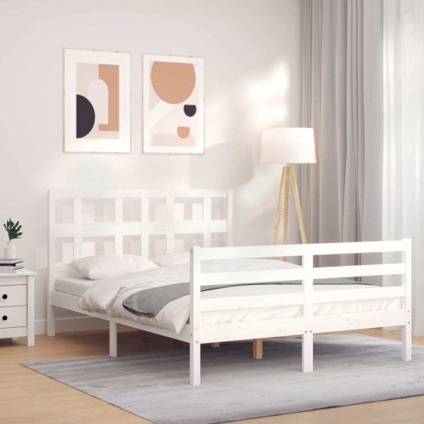 Bed Frame with Headboard Solid Wood