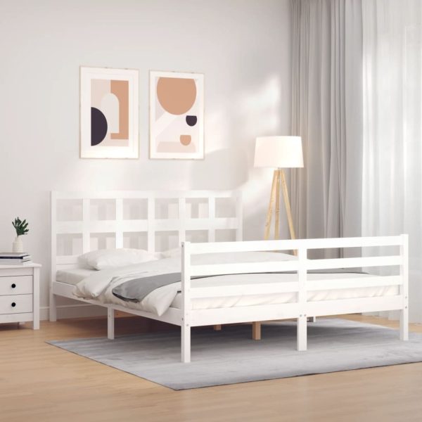 Bed Frame with Headboard Solid Wood