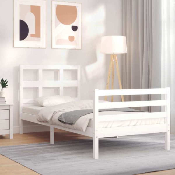Bed Frame with Headboard Solid Wood