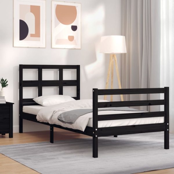 Bed Frame with Headboard Solid Wood