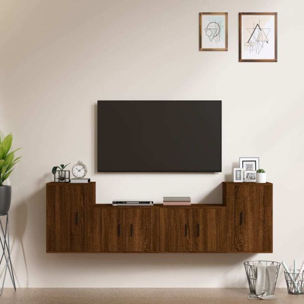 4 Piece TV Cabinet Set Engineered Wood