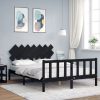 Bed Frame with Headboard Solid Wood