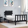 Bed Frame with Headboard Solid Wood