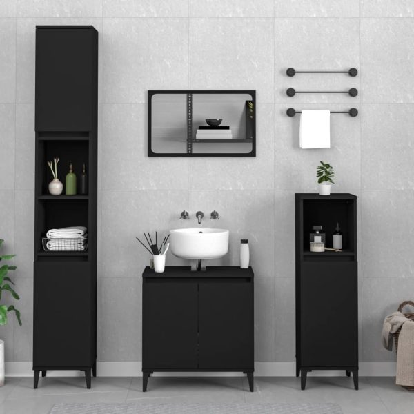 3 Piece Bathroom Furniture Set Engineered Wood